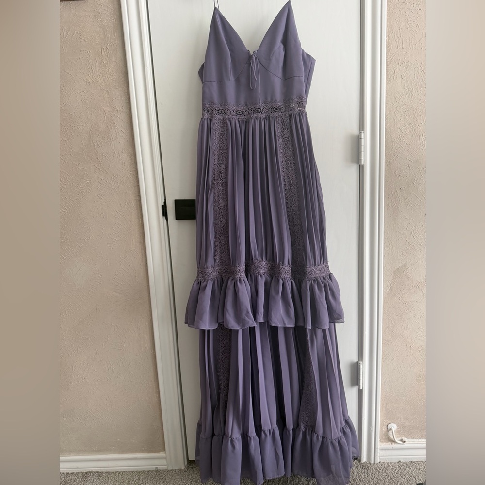 Elegant Lavender Maxi Dress with Lace Panels size 10 UK (6US) NWT wedding guest